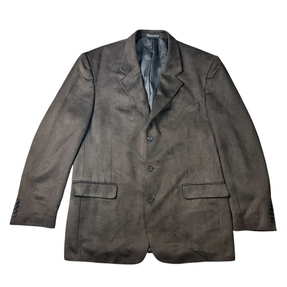 Bill Robinson Brown Microsuede Sport Coat Blazer  Size 44L  Business Faux Suede